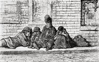 "Sleep in the Streets", 1872. tekijältä Gustave Dore