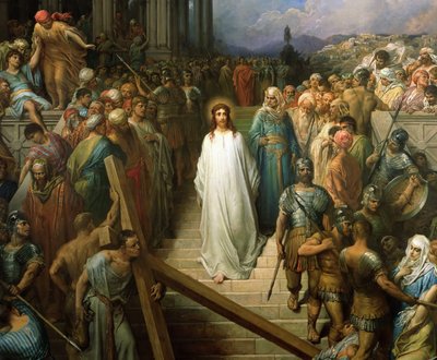 Kristus lähtee Praetoriumista Kristus quittant le prétoire, Vuosina 1874-1880. tekijältä Gustave Dore