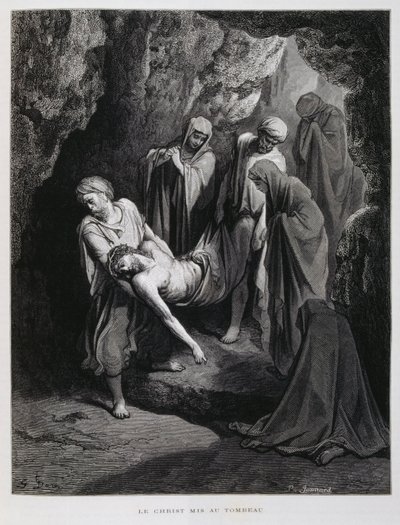 Kristus viedään haudalle, kuvitus Doren Raamatusta. tekijältä Gustave Dore