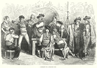 Seurue espanjalaisessa majatalossa (kaiverrus) tekijältä Gustave Dore