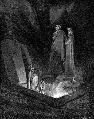 Dante ja Virgil katsovat helvetistä, 1863. tekijältä Gustave Dore