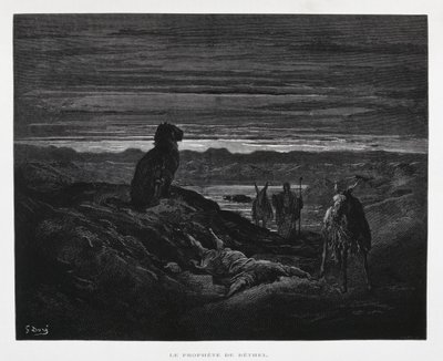 Betelin profeetan kuolema, kuvitus Doren Raamatusta. tekijältä Gustave Dore