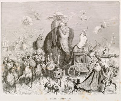 Aasin iho, kuvitus Charles Perraultin (1628-1703), Gustave Doren (1832-1883) teokseen Complete Fairy Tales tekijältä Gustave Dore