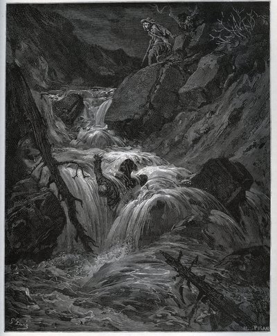 Dorothee, joka on nuorena talonpojana, vapauttaa himokas palvelijansa – Miguel Cervantesin "" Don Quijote de la Manchasta" tekijältä Gustave Dore