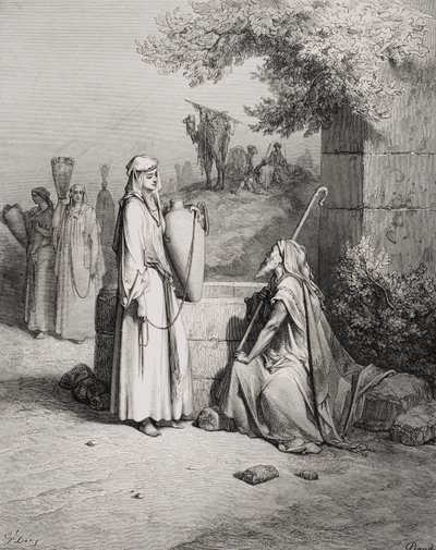Elieser ja Rebekka, 1. Moos. 24:15-21, kuva Doren 