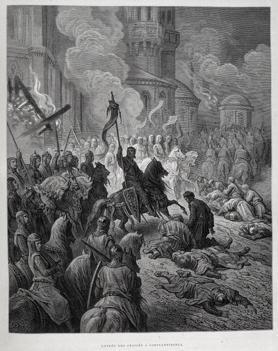 Gustave Dorén ristiretkeläisten saapuminen Konstantinopoliin neljännen ristiretken aikana. tekijältä Gustave Dore