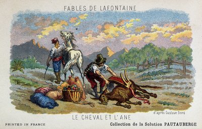 Fable de Lafontaine: hevonen ja aasi Gustave Dorén mukaan tekijältä Gustave Dore