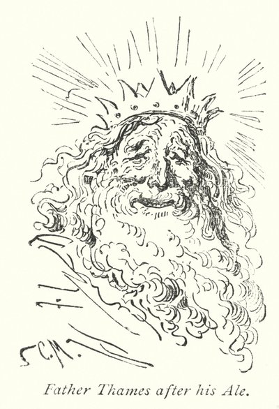 Isä Thames oluensa jälkeen (kaiverrus) tekijältä Gustave Dore
