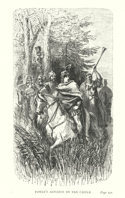 Fowlen hyökkäys linnaan (kaiverrus) tekijältä Gustave Dore