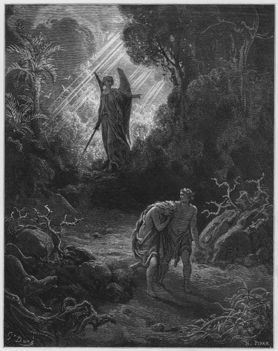 Gustave Dore Raamattu: Aadam ja Eeva karkotettiin Eedenistä tekijältä Gustave Dore
