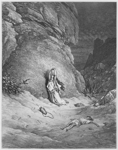 Gustave Dore Raamattu: Hagar ja Ismael autiomaassa tekijältä Gustave Dore