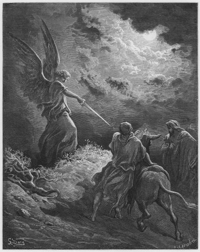 Gustave Dore Raamattu: Enkeli ilmestyy Bileamille tekijältä Gustave Dore
