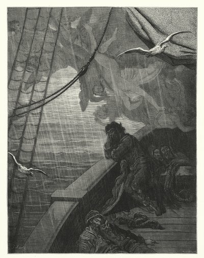 Gustave Doren kuvitus Coleridgen teokseen Rime of the Ancient Mariner (kaiverrus). tekijältä Gustave Dore