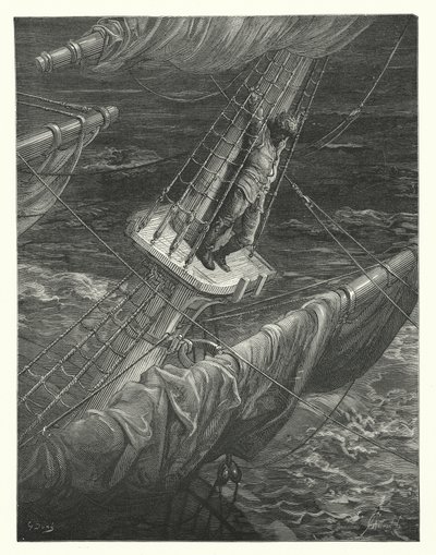 Gustave Doren kuvitus Coleridgen teokseen Rime of the Ancient Mariner (kaiverrus). tekijältä Gustave Dore