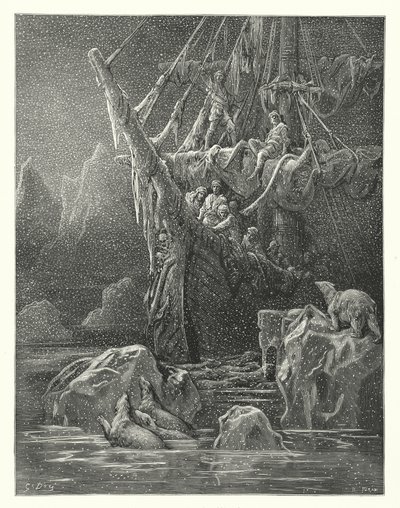 Gustave Doren kuvitus Coleridgen teokseen Rime of the Ancient Mariner (kaiverrus). tekijältä Gustave Dore