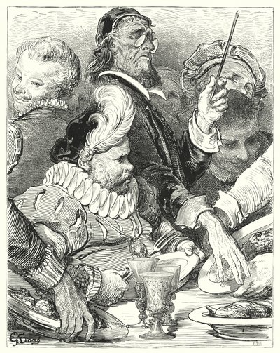 Gustave Doren Don Quijote: "Absit!" huusi lääkäri" (kaiverrus) tekijältä Gustave Dore
