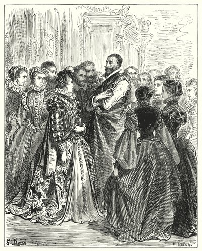 Gustave Doren Don Quijote: "Don Antonion vaimo oli kutsunut useita ystäviään juhlaan kunniaksi vieraansa" (kaiverrus) tekijältä Gustave Dore