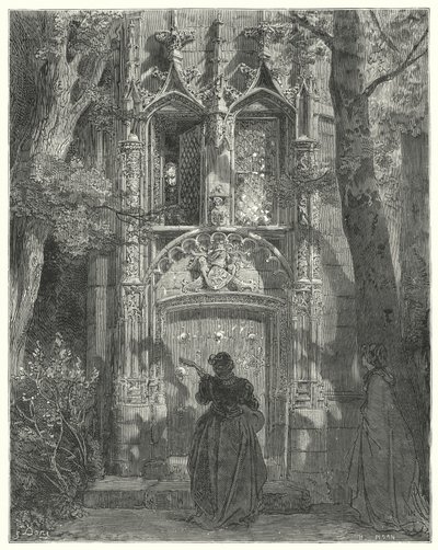 Gustave Doren Don Quijote: "Tähän seurustelutyttö lopetti laulunsa" (kaiverrus) tekijältä Gustave Dore