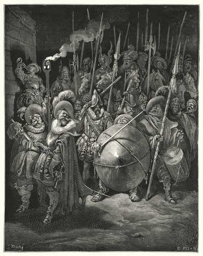Gustave Doren Don Quijote: ""Maaliskuu!" Sancho sanoi: "Kuinka luulet minun pystyvän siihen?" (kaiverrus) tekijältä Gustave Dore
