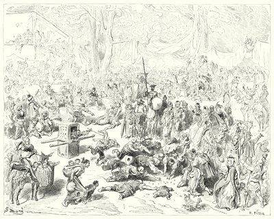 Gustave Doren Don Quijote: "Köyhä Sancho seurasi isäntänsä raskaalla sydämellä" (kaiverrus) tekijältä Gustave Dore