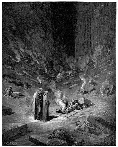 Helvetti: Disin kaupunki, roomalainen alamaailman jumala, 1863 tekijältä Gustave Dore