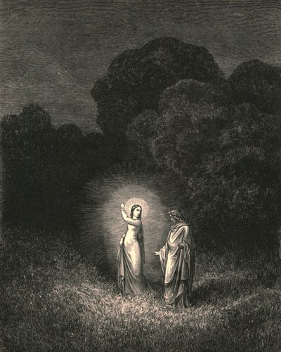 Minä, joka nyt tarjoan sinulle tämän tehtävän, olen Beatrice, 1890. tekijältä Gustave Dore