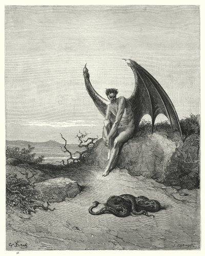 Gustave Doren kuvitus teokseen Miltons Paradise Lost, kirja IX, rivit 182, 183 tekijältä Gustave Dore