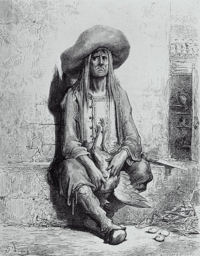 Kuvitus "Kanalle kultamunien kanssa", Jean de La Fontainen (1621-95) "Fablesista" tekijältä Gustave Dore