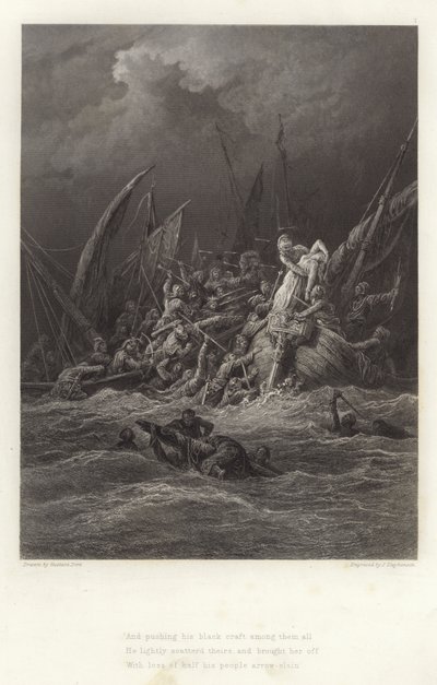 Alfred Tennysonin kuvitus Vivienille tekijältä Gustave Dore
