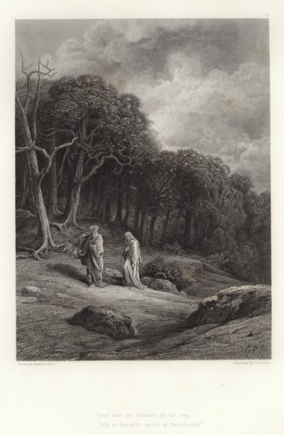 Alfred Tennysonin kuvitus Vivienille tekijältä Gustave Dore
