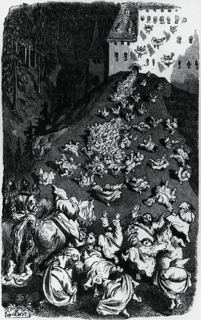 Kuvitus Honore de Balzacin (1799-1850) humorististen tarinoiden kokoelmaan (Contes drolatiques) tekijältä Gustave Dore