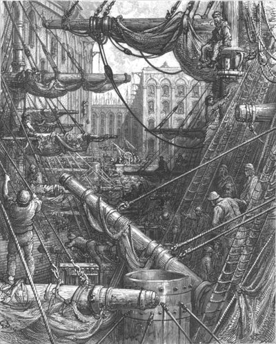 "Inside the Docks", 1872. tekijältä Gustave Dore
