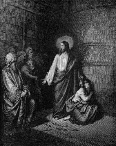 Jeesus ja aviorikoksesta vangittu nainen tekijältä Gustave Dore
