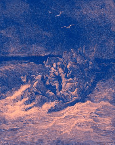 Jeesus tyynnyttää myrskyn - Raamattu tekijältä Gustave Dore