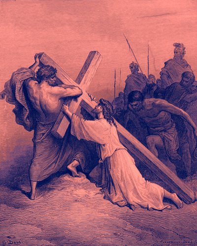 Jeesus putoaa ristin alle - Raamattu tekijältä Gustave Dore