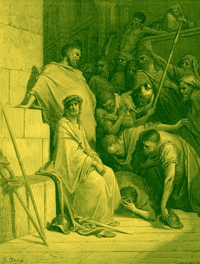 Roomalaiset sotilaat pilkkaavat Jeesusta - Raamattu tekijältä Gustave Dore