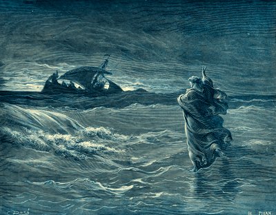Jeesus kävelee merellä - Raamattu tekijältä Gustave Dore