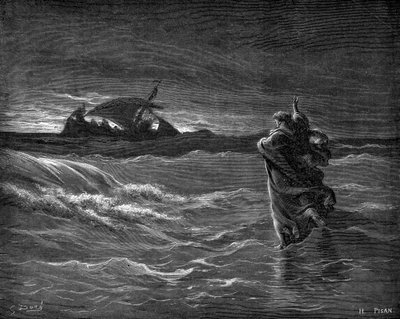 Jeesus kävelee veden päällä tekijältä Gustave Dore