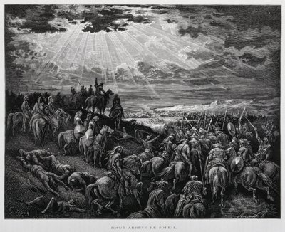 Joshua saa auringon seisomaan, Kuvitus Dore Raamatusta tekijältä Gustave Dore