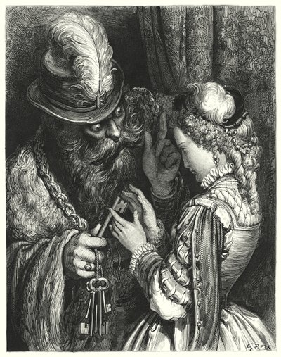 Sininen parta; Sininen parta (kaiverrus) tekijältä Gustave Dore
