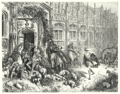 La Belle Au Bois Dormant; Prinsessa Ruusunen (kaiverrus) tekijältä Gustave Dore