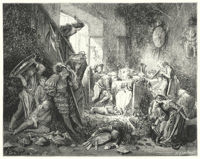 Nukkuva kaunotar; Prinsessa Ruusunen (kaiverrus) tekijältä Gustave Dore