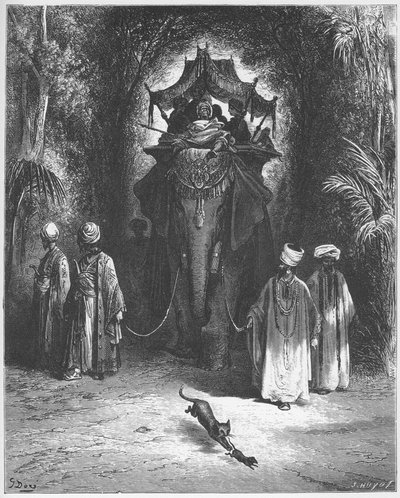 Le rat et L"elephant - ROTTA JA ELEFANTTI - Jean de La Fontainen "Fablesista" tekijältä Gustave Dore