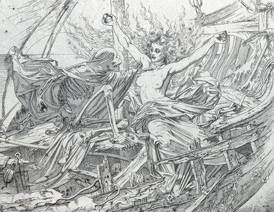 Elämä ja kuolema piirtävät miehistön kohtalon arvalla tekijältä Gustave Dore