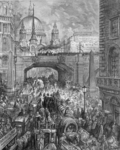 "Ludgate Hill - Kortteli kadulla", 1872. tekijältä Gustave Dore