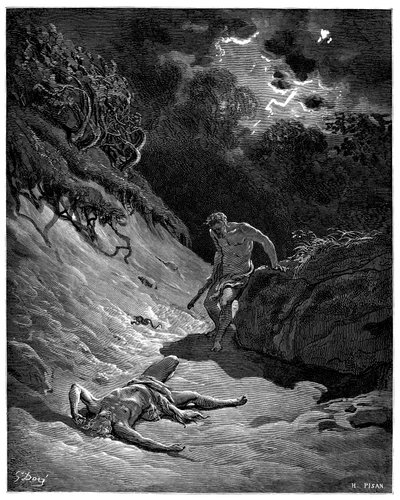 Kain murhasi Abelin - Gustave Doren kuvitus Raamattua varten - tekijältä Gustave Dore