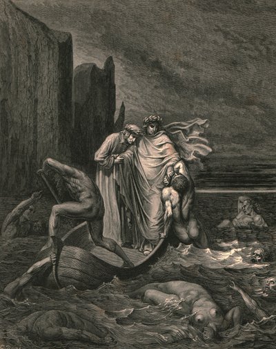 Opettajani viisas tietoinen, työntämällä hänet takaisin, c1890. tekijältä Gustave Dore