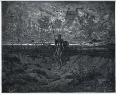 Tällä matkalla upouusi seikkailijamme puhui itselleen - Miguel Cervantesin "Don Quijote de la Manchasta" tekijältä Gustave Dore