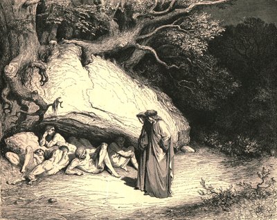 Vain niin pitkälle vaivautuneena, että elämme haluten ilman toivoa, c1890. tekijältä Gustave Dore