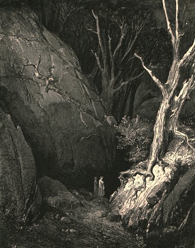 Eteenpäin hän liikkui, minä suljen hänen askeleensa jahtaa, c1890. tekijältä Gustave Dore